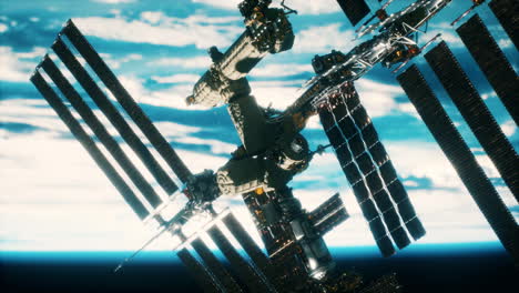 International-space-station-on-orbit-of-Earth-planet-Elements-furnished-by-NASA